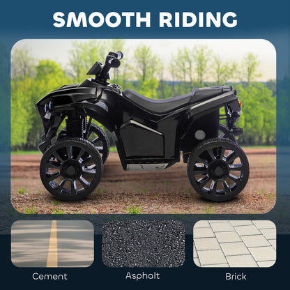 6V Electric Ride on Car, Kids ATV 4 Wheeler with Music and LED Headlights, Indoor Outdoor Toy Car for Ages 3-8 Years Boys and Girls, Black