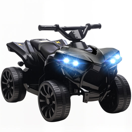 6V Electric Ride on Car, Kids ATV 4 Wheeler with Music and LED Headlights, Indoor Outdoor Toy Car for Ages 3-8 Years Boys and Girls, Black