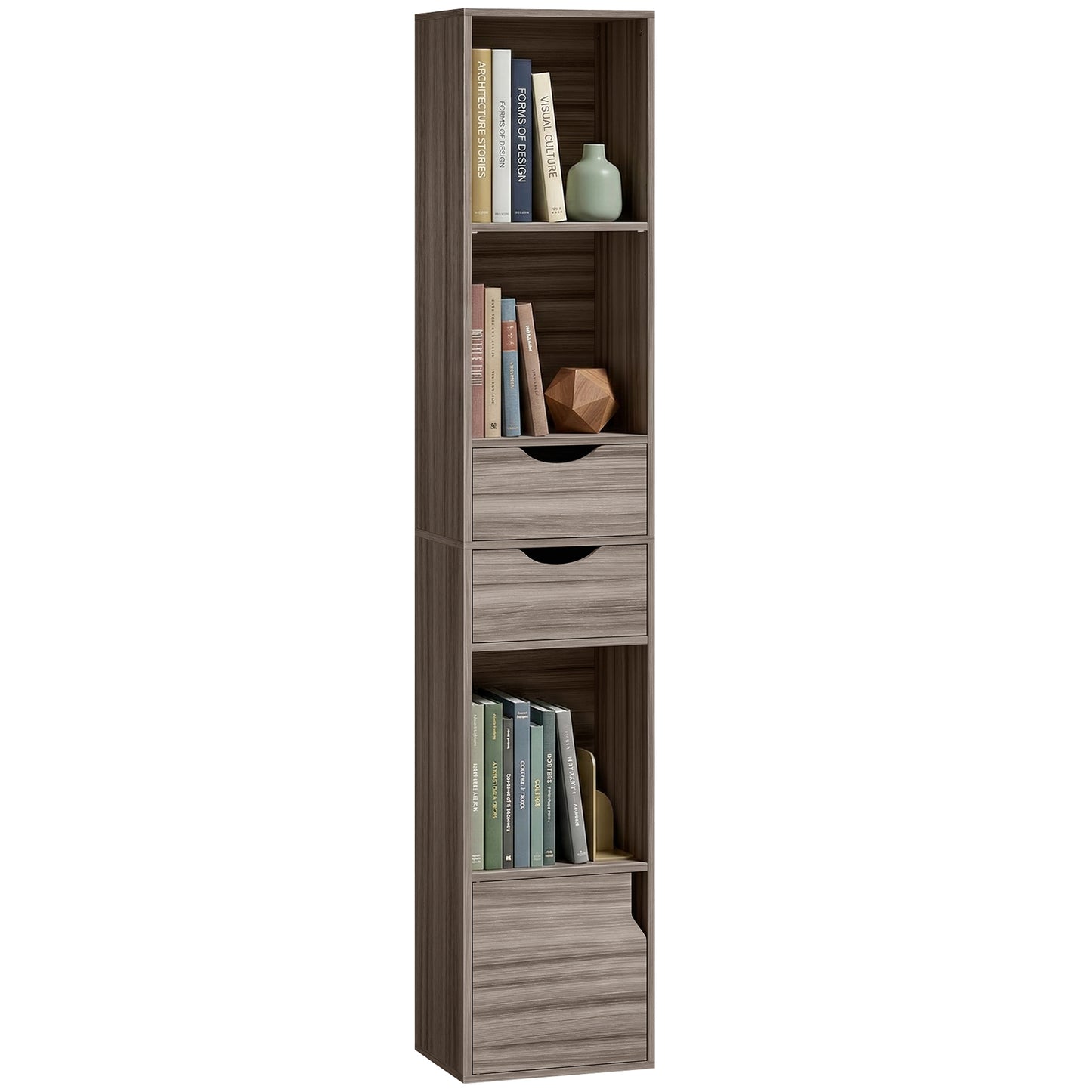 Bookcase with Drawers Adjustable Shelf 158 cm Grey