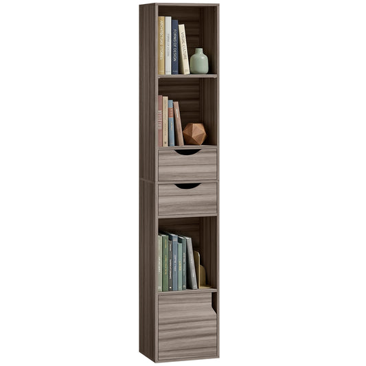 Bookcase with Drawers Adjustable Shelf 158 cm Grey