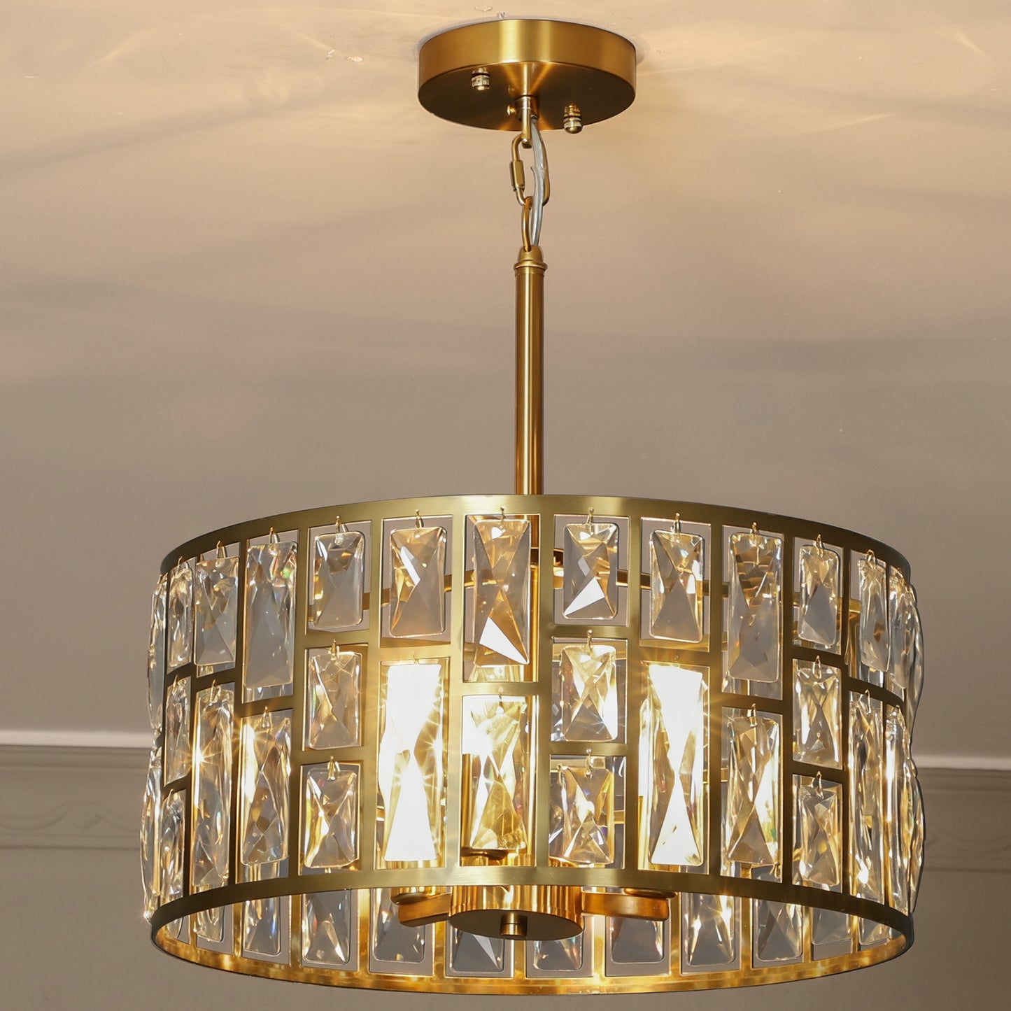 Modern Flush Mount Ceiling Light, Crystal Chandelier for Living Room