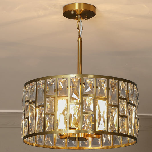 Modern Flush Mount Ceiling Light, Crystal Chandelier for Living Room