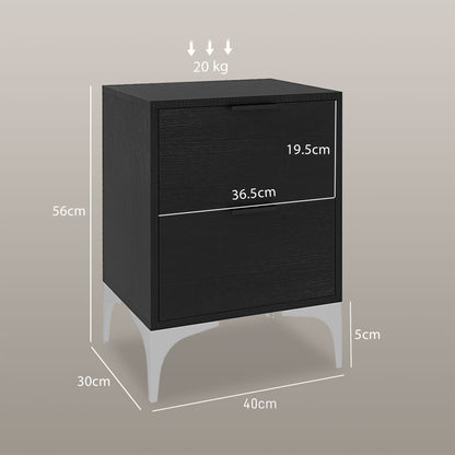 Bedside Tables Set of 2 with 2 Drawers for Bedroom, Living Room