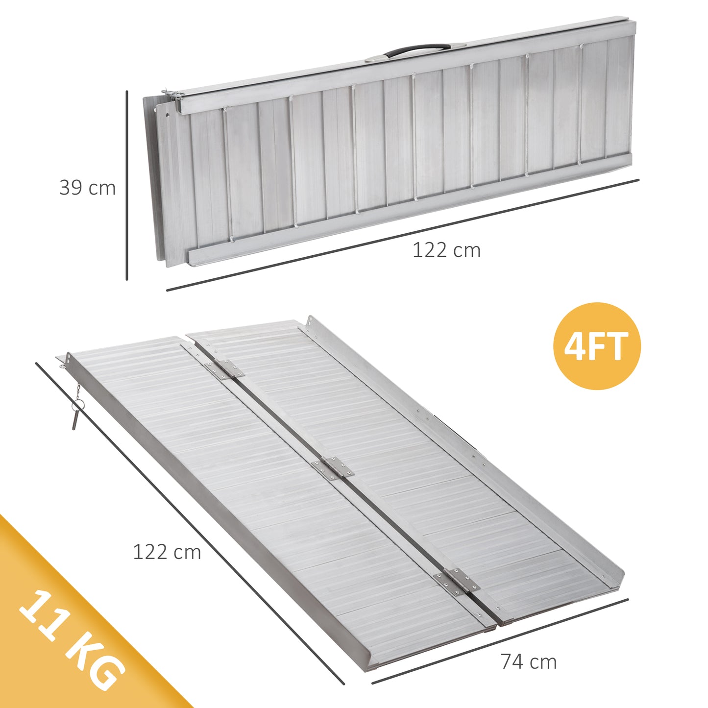 4ft Aluminium Folding Wheelchair Ramp Equipment Mobility Suitcase