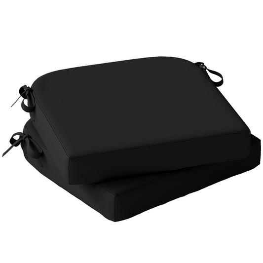 Outdoor Chair Seat Cushions Set of 2, Garden Chair Cushions, Black