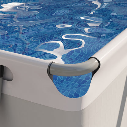 Rectangle Above Ground Swimming Pool with Pump and Ladder, Grey