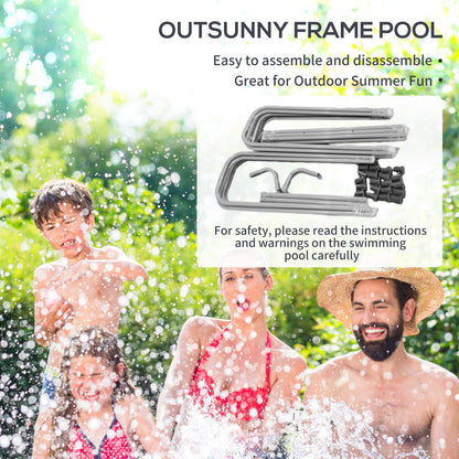 Rectangle Above Ground Swimming Pool with Pump and Ladder, Grey