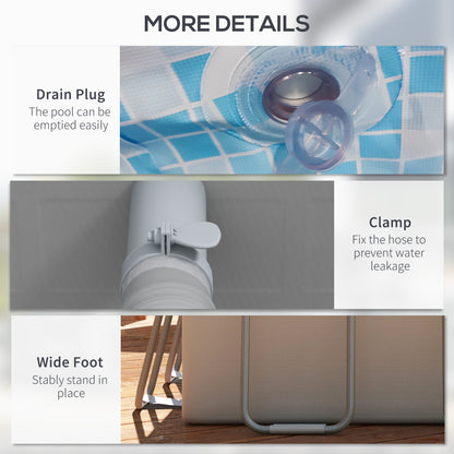 Rectangle Above Ground Swimming Pool with Pump and Ladder, Grey