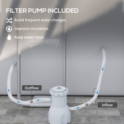 Rectangle Above Ground Swimming Pool with Pump and Ladder, Grey