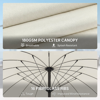 2m Shanghai Garden Parasol Umbrella, Outdoor Sun Shade, Cream White