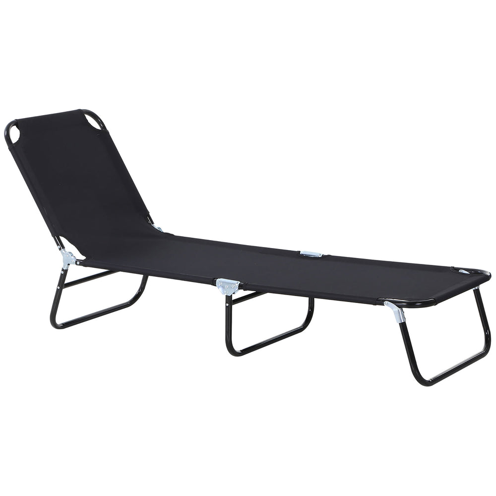 Portable Folding Sun Lounger With 5-Position Adjustable Backrest Relaxer Recliner with Lightweight Frame Great for Pool or Sun Bathing Black