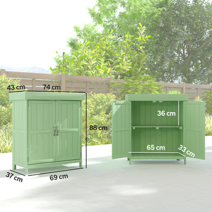Wooden Garden Shed w/ Hinged Roof, 74x43x88cm, Light Green