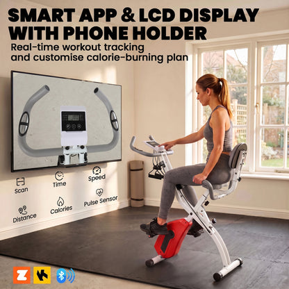 4-In-1 Folding Exercise Bike with Resistance Bands, Orange