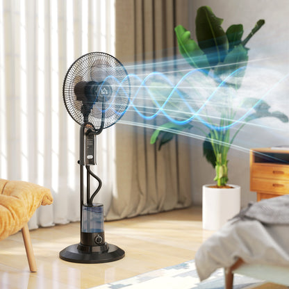 Spray Misting Fan, Pedestal Fan w/ Oscillation, Tilt, 120 cm