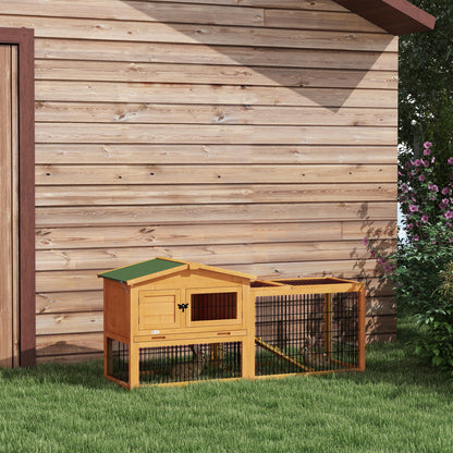 Rabbit Hutch, Wooden Guinea Pig Hutch with Run & Tray, Yellow