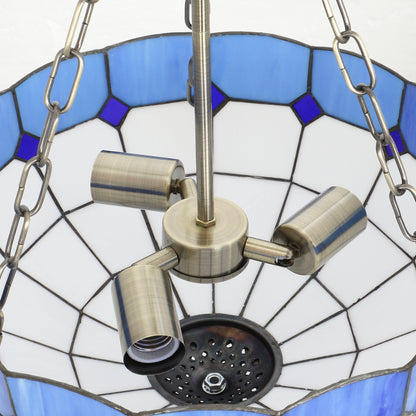 Ceiling Light, Vintage Tiffany Style Chandelier with 3 E27 Sockets