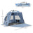 2-3 Person Pop Up Beach Tent, UPF15+ Sun Shelter with Extended Floor, Sandbags, Mesh Windows and Carry Bag, Blue