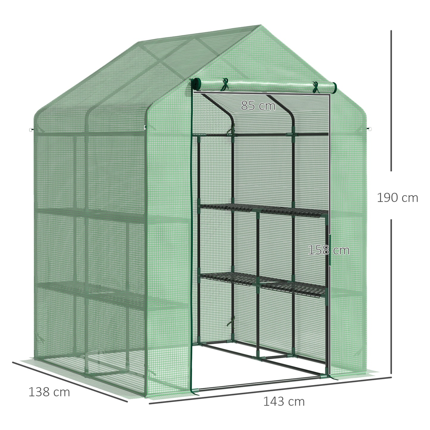 Walk in Garden Greenhouse with Shelving