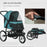 Pet Stroller Jogger for Medium, Small Dogs, Foldable Cat Pram Dog Pushchair w/ Adjustable Canopy, 3 Big Wheels - Green