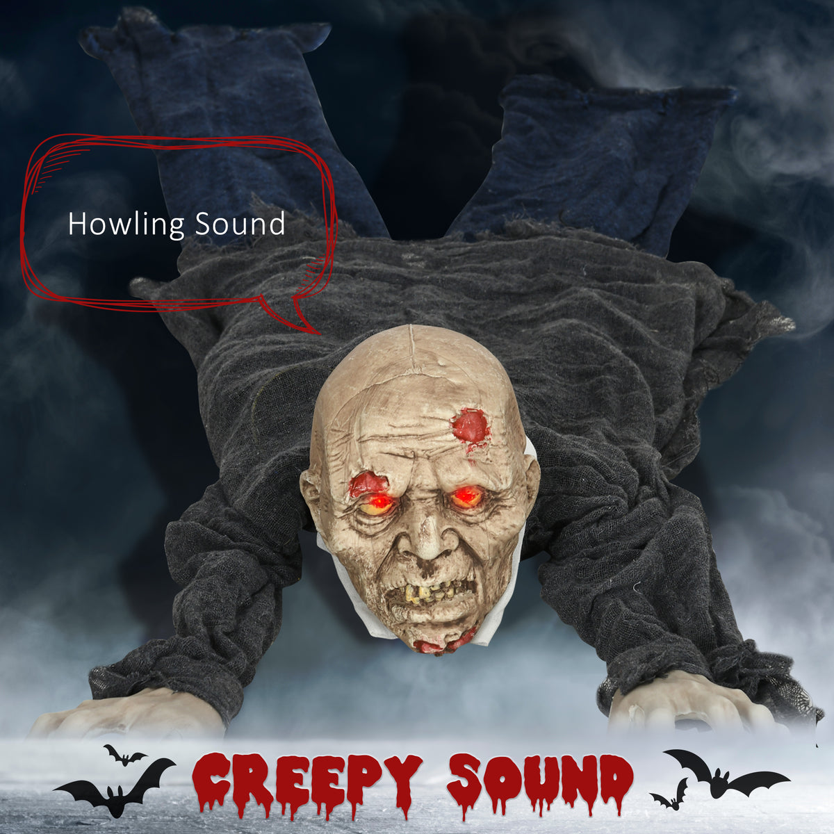 5.2ft Halloween Outdoor Decoration Crawling Zombie, Sound Activated