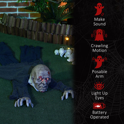 5.2ft Halloween Outdoor Decoration Crawling Zombie, Sound Activated