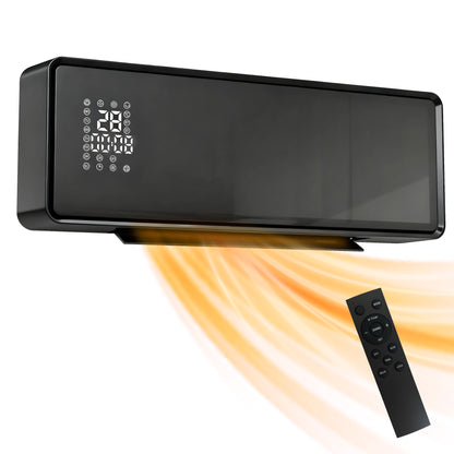 2000W Ceramic Electric Heater with Fan, Wall Mounted, Black