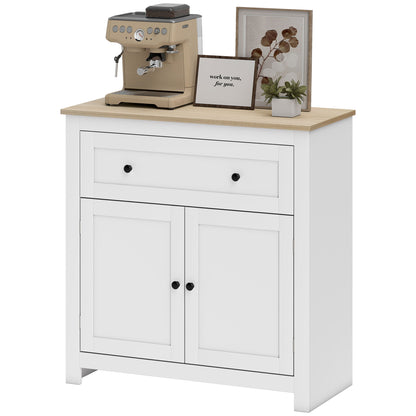 Sideboard Storage Cabinet with Adjustable Shelf, Drawer, White