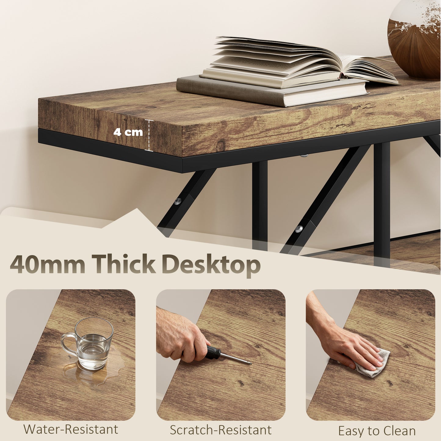 Industrial Console Table, Hallway Table with 4-Tier Shelves