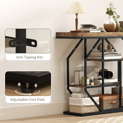Industrial Console Table, Hallway Table with 4-Tier Shelves