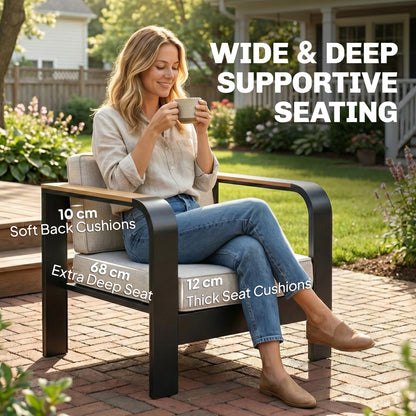4 Seater Aluminium Garden Furniture Set with Olefin Cushions, Beige