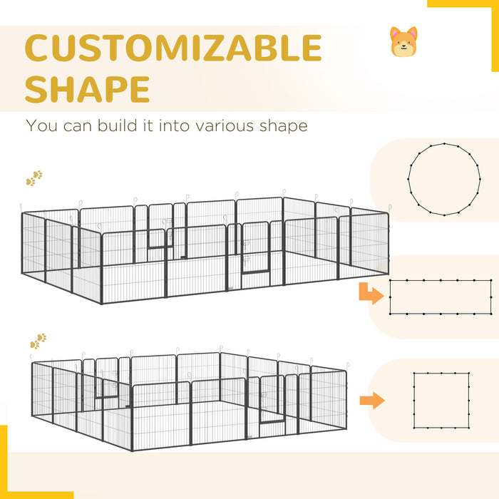 16 Panels Heavy Duty Puppy Playpen, for Small and Medium Dogs, Indoor and Outdoor Use - Grey