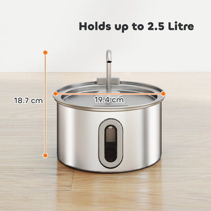 2.5L Cat Water Fountain for Drinking Stainless Steel Ultra-Silent