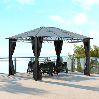 3 x 4m Hardtop Gazebo for Garden Party w/ Polycarbonate Curtains