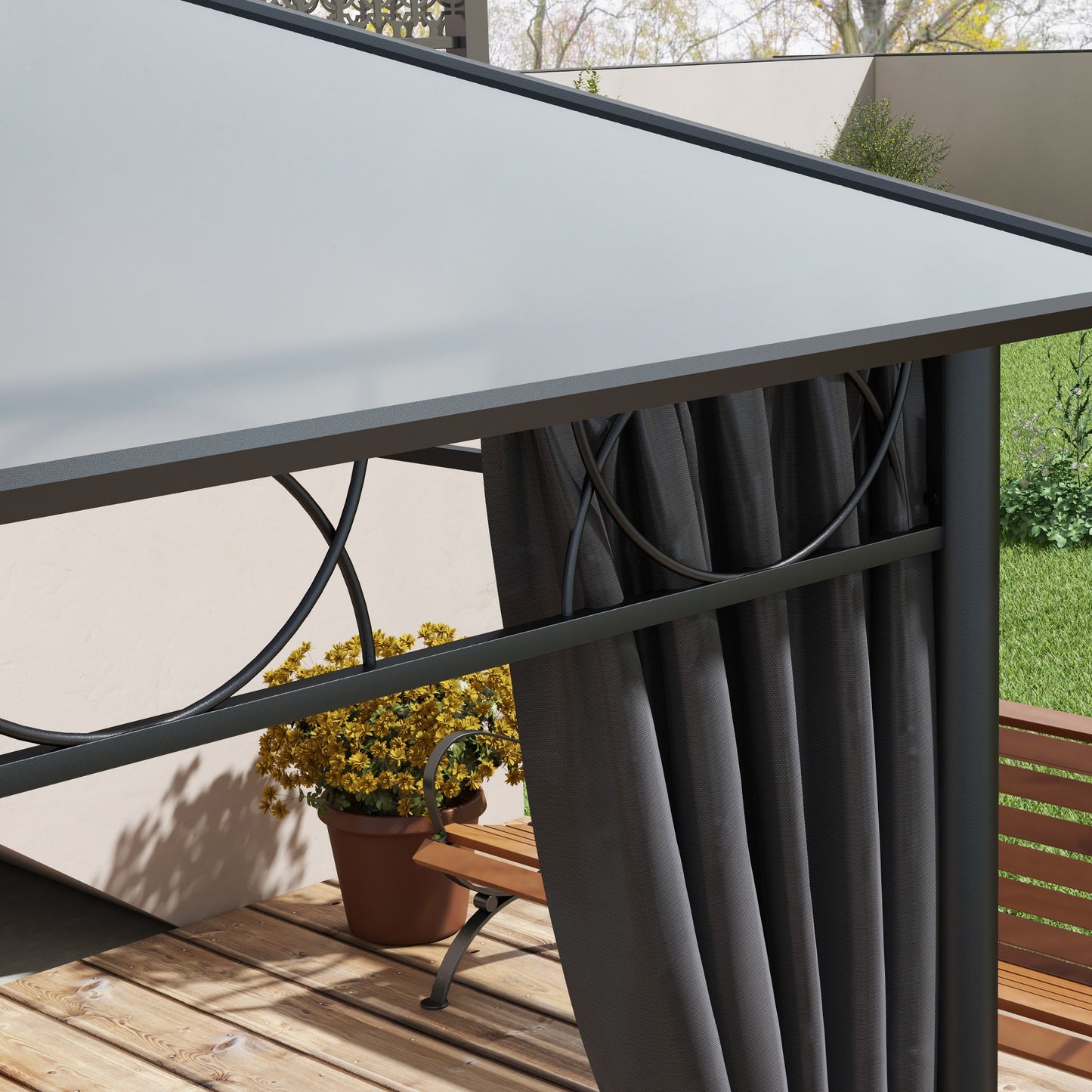 3 x 4m Hardtop Gazebo for Garden Party w/ Polycarbonate Curtains