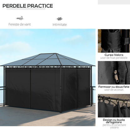 3 x 4m Hardtop Gazebo for Garden Party w/ Polycarbonate Curtains