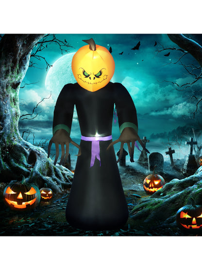 Inflatable 2.1m Tall Pumpkin Man Halloween Yard Decoration Light Up