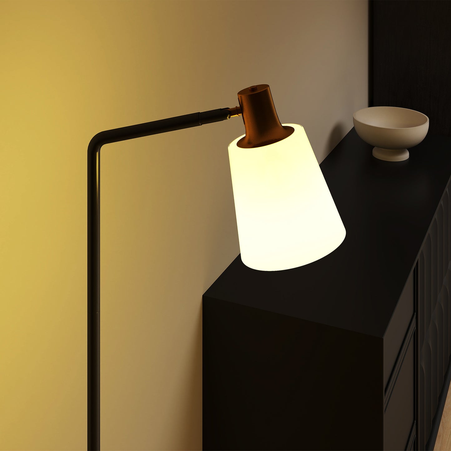 Standing Lamp with Rotatable Head, Modern Floor Lamp, Black