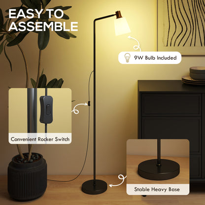 Standing Lamp with Rotatable Head, Modern Floor Lamp, Black