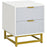 Bedside Table with 2 Drawers, Side Table, Bedside Cabinet with Steel Frame for Living Room, Bedroom, Grey and White