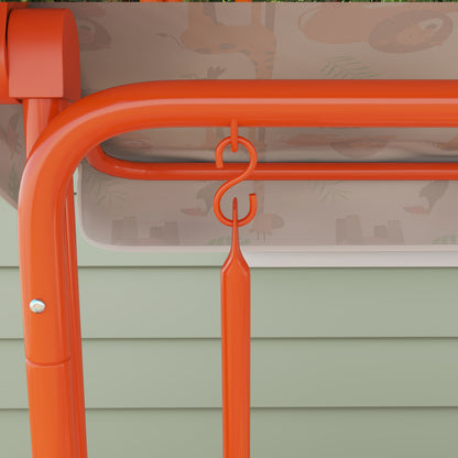 Kids Porch Swing with Seat Belts, Adjustable Canopy, Orange