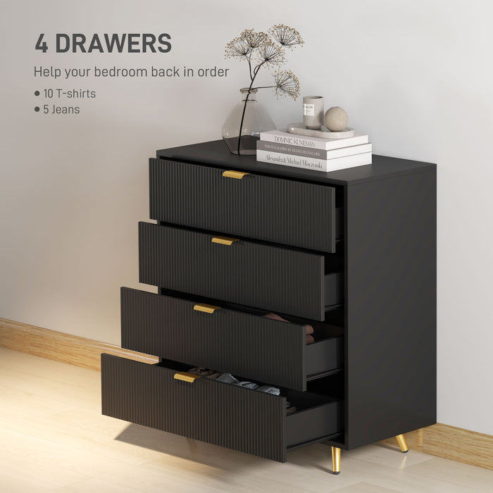 Chest of Drawers with 4 Drawers for Bedroom, Living Room, Black