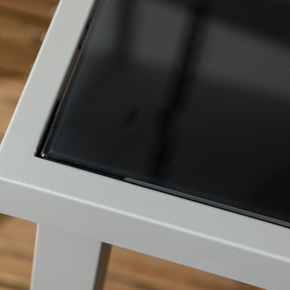 7 Piece Garden Dining Set, Steel Outdoor Table and Chairs, Black