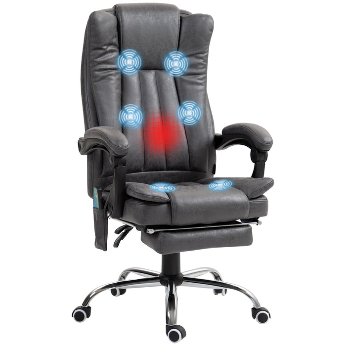 6-Point Vibrating Heat Massage Chair w/ Microfibre Charcoal Grey