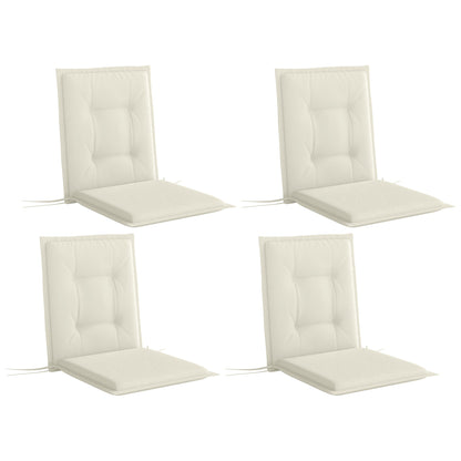 Set of 4 Garden Chair Cushions, Outdoor Seat Pads, White