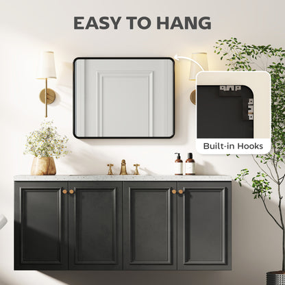 Rectangular Mirror with Metal Frame, Decorative Wall Mirror, Black