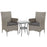 Three-Piece Rattan Bistro Set,with Cushions, Garden Furniture,Wicker Weave Conservatory Companion, Chair Table Set - Grey