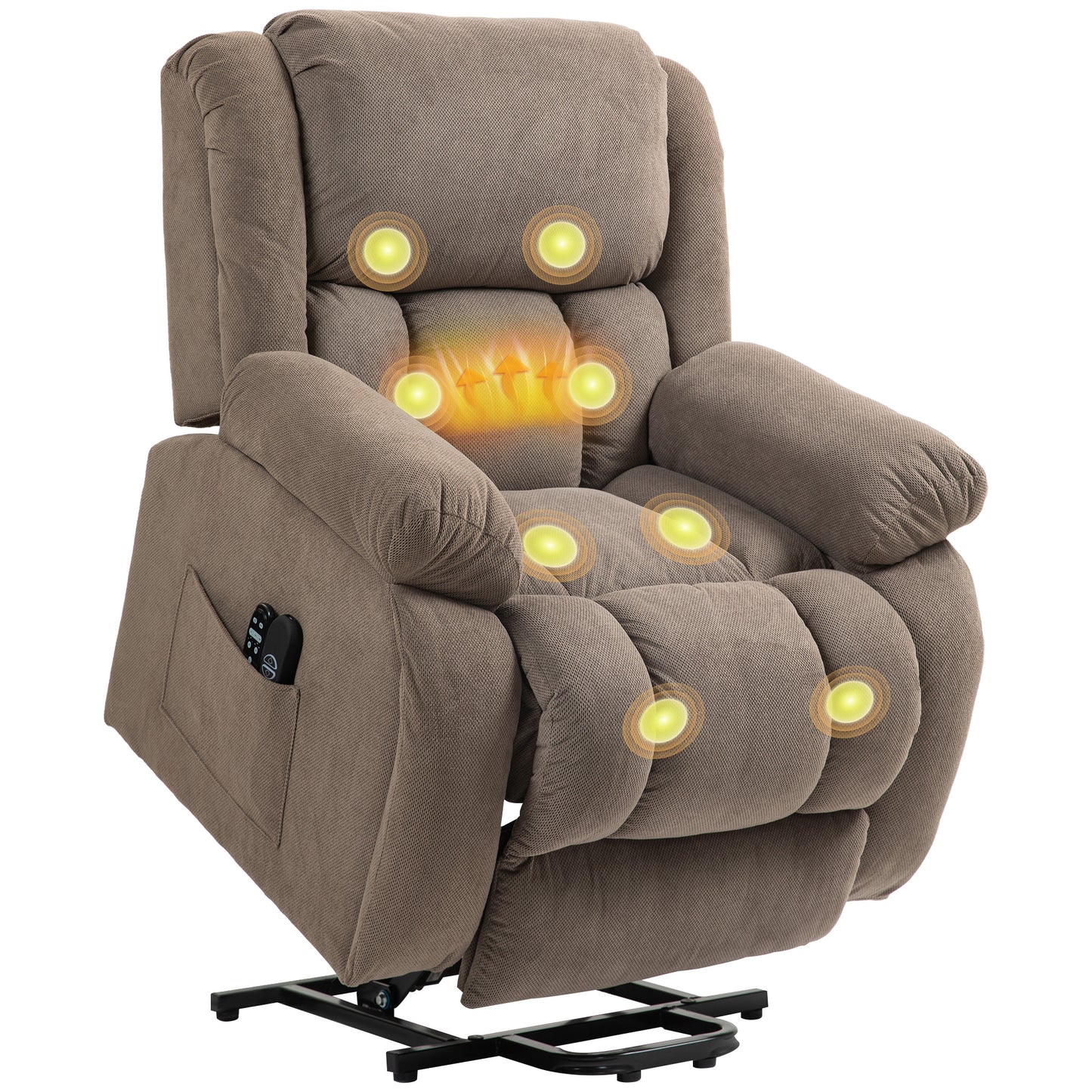 Power Lift Recliner Chair, Reclining Chair with Massage, Light Brown