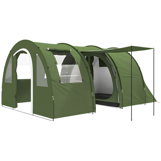 5-6 Man Family Tent Camping Tent with 2 Room and Carry Bag, Green