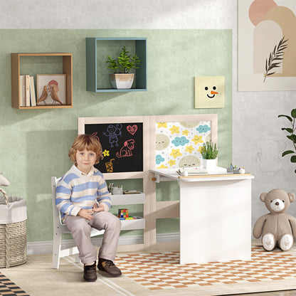 3 in 1 Kids Table and Chair Set with Whiteboard and Blackboard