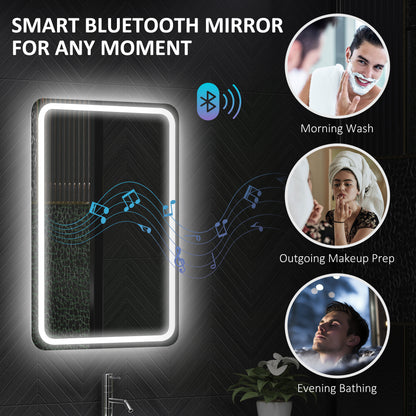 500 x 700 mm Illuminated Bathroom Mirror with Bluetooth Silver